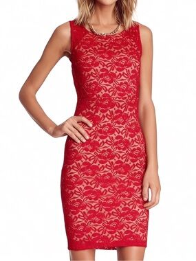 🫶 Soprano Red Lace Bodycon Mini Dress Large